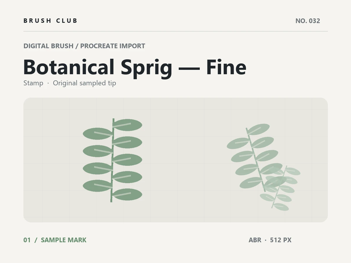 Botanical Sprig — Fine brush preview