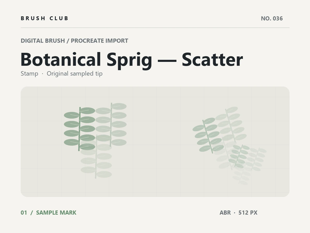 Botanical Sprig — Scatter brush preview