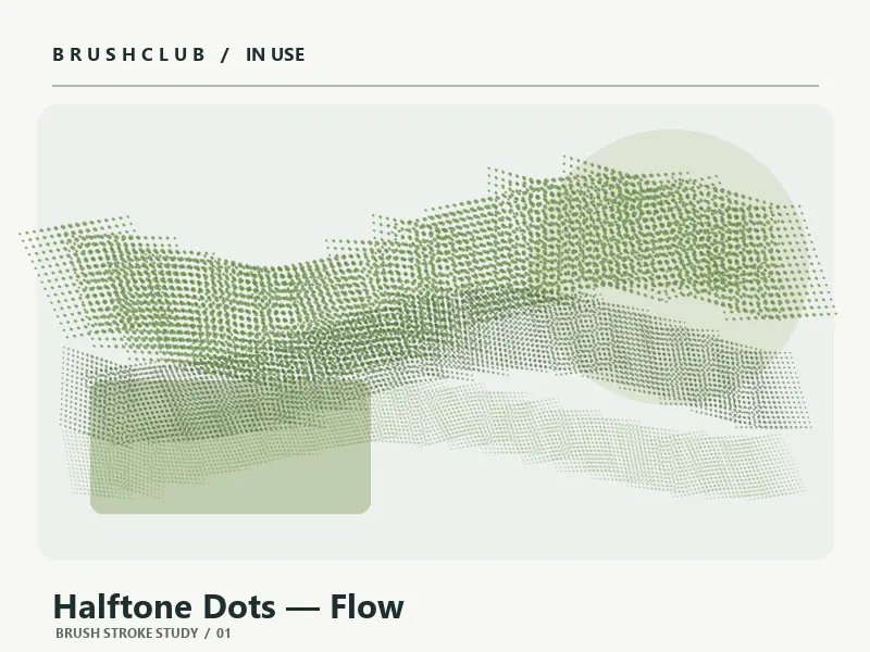 Halftone Dots — Flow brush stroke example