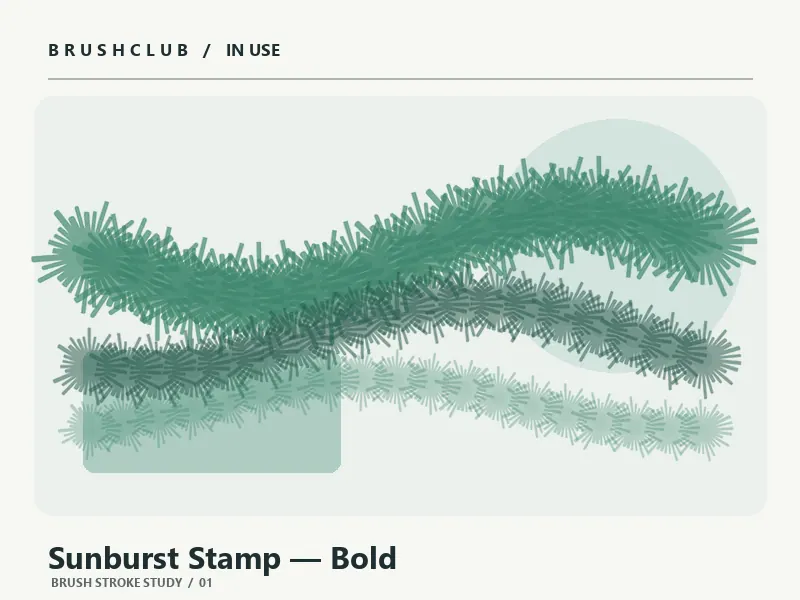 Sunburst Stamp — Bold brush stroke example