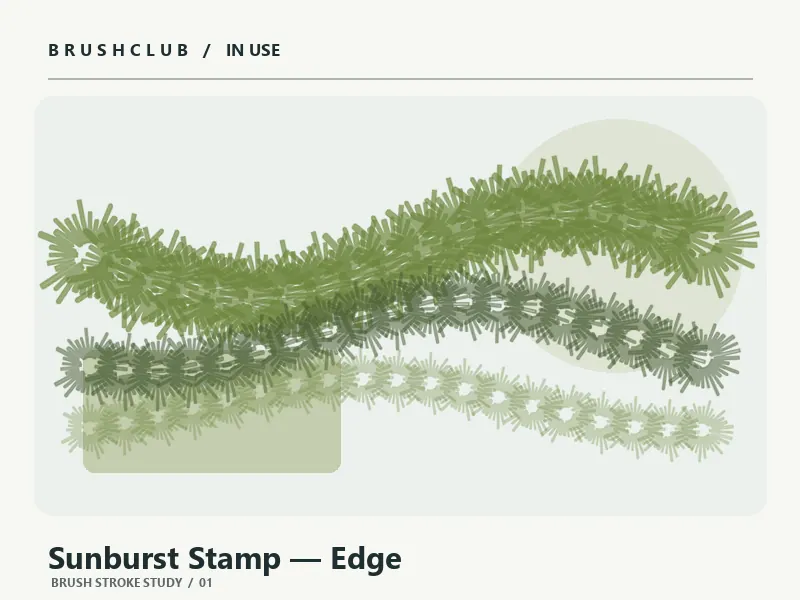 Sunburst Stamp — Edge brush stroke example