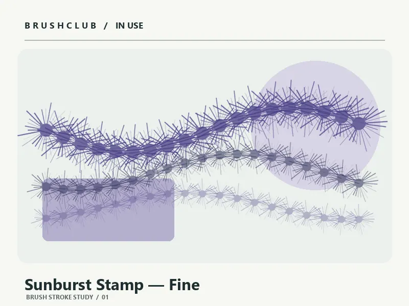 Sunburst Stamp — Fine brush stroke example