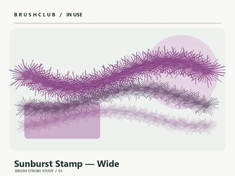 Sunburst Stamp — Wide brush stroke example