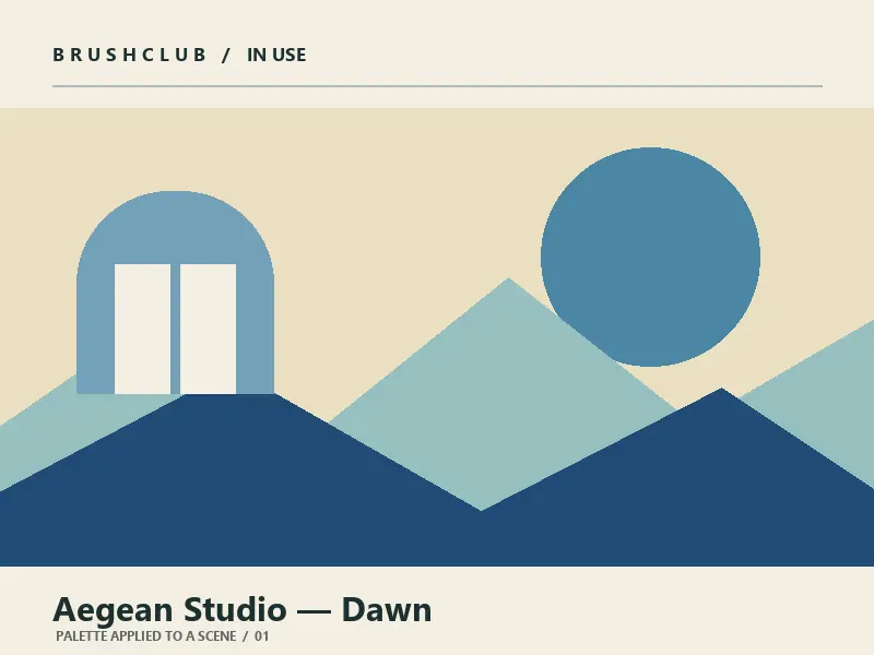 Aegean Studio — Dawn palette in use